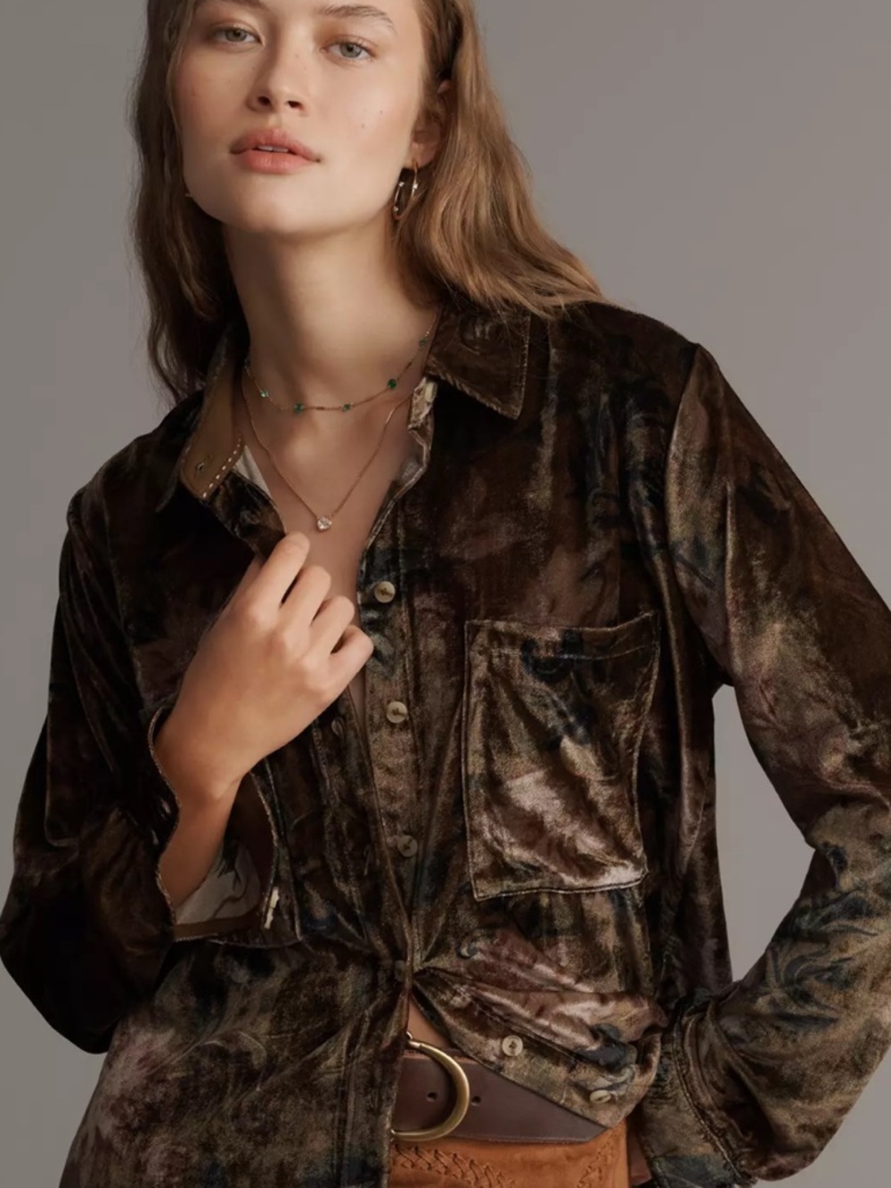 Hadley Velvet Relaxed Buttondown by Pilcro